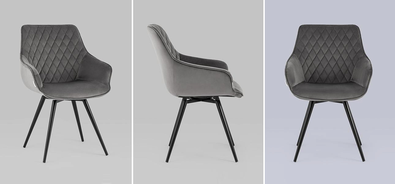 Вращающийся Стул Seoul Chair Серый Велюр Вращающийся Стул Seoul Chair Серый Велюр - Loft-Concept в Рязани
