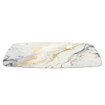 Обеденный стол с прямоугольной столешницей из стекла на черных металлических ножках White Marble варинант исполнения - 3 | Loft Concept в Рязани