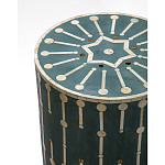 Приставной круглый столик с инкрустацией blue Mandika Bone Inlay  варинант исполнения - 1 | Loft Concept в Рязани