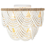 Круглый потолочный светильник с подвесками из круглых деревянных бусин Wooden Beads White Ceiling Lamp варинант исполнения - 1 | Loft Concept в Рязани