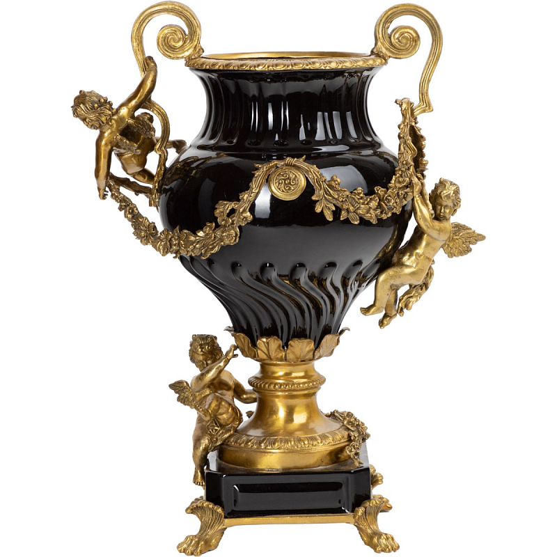 Ваза фарфоровая Black Gold Черный Золотой Ваза фарфоровая Black Gold Черный Золотой в Рязани | Loft Concept