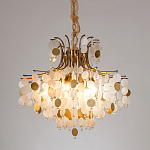 Люстра подвесная с белыми и золотыми круглыми подвесками Диаметр 70 см SHELL Chandelier варинант исполнения - 2 | Loft Concept в Рязани