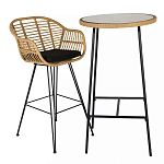 Барный столик с круглой плетеной столешницей Wicker Table Top варинант исполнения - 3 | Loft Concept в Рязани