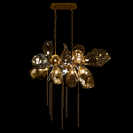 Люстра подвесная с 18-ю стеклянными плафонами с вертикальными подвесками Gilded Mirage  варинант исполнения - 3 | Loft Concept в Рязани