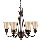 Люстра бронзового цвета с конусными плафонами из бежевого стекла Hinkley варинант исполнения - 1 | Loft Concept в Рязани