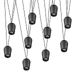 Подвесной светильник черными плафонами на длинных пересекающихся тросах Construction варинант исполнения - 9 | Loft Concept в Рязани