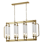 Люстра прямоугольная с 8-ю стеклянными плафонами цилиндрической формы Jeanette варинант исполнения - 2 | Loft Concept в Рязани