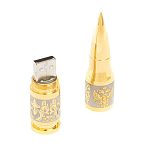 Флешка на 32 гб в виде патрона с гравировкой Герба РФ в подарочной коробке Metal Flash Drive варинант исполнения - 3 | Loft Concept в Рязани