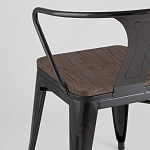 Черный глянцевый стул с сиденьем из натурального дерева TOLIX варинант исполнения - 7 | Loft Concept в Рязани