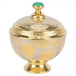 Сахарница металлическая с гравировкой и натуральным камнем Малахит в подарочной коробке Metal Stone Sugar Bowls варинант исполнения - 1 | Loft Concept в Рязани