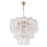 Люстра круглая многоярусная с прозрачными подвесками из стекла Hexagon Tube Light варинант исполнения - 2 | Loft Concept в Рязани