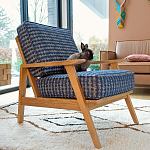 Кресло с каркасом из массива дуба Deniaud Oak Blue Print  Armchair варинант исполнения - 6 | Loft Concept в Рязани