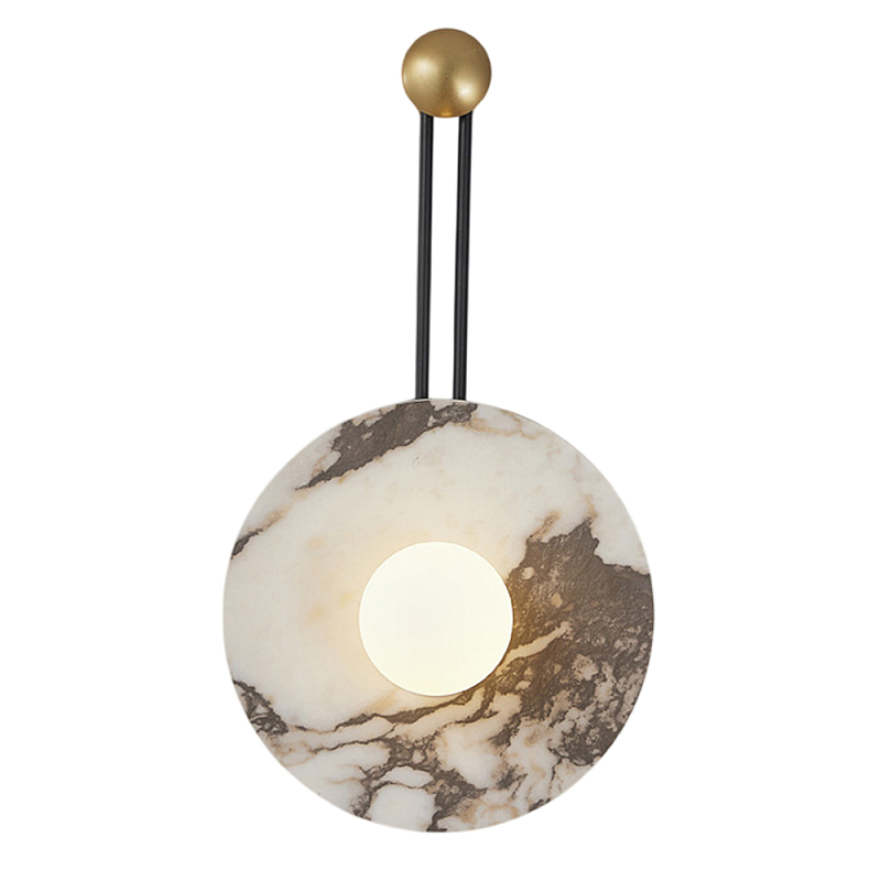 Бра круглое с каменным основанием и плафоном из стекла в форме шара Shaw Marble Lighting Белый Серый Бежевый Черно-белый Бра круглое с каменным основанием и плафоном из стекла в форме шара Shaw Marble Lighting Белый Серый Бежевый Черно-белый в Рязани | Loft Concept