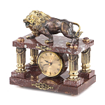 Часы настольные из креноида и бронзы с декором в виде льва Lion Stone Clock варинант исполнения - 3 | Loft Concept в Рязани