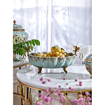 Чаша из голубого фарфора на бронзовых ножках с рисунком цветов и фигурками стрекоз Blue Garden варинант исполнения - 2 | Loft Concept в Рязани