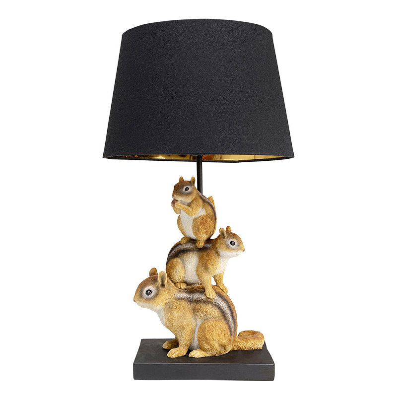 Настольная лампа в детскую Бурундуки Черный Золотой Бежевый в Рязани | Loft Concept 