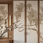 Обои с вышивкой ручной работы Deco Wisteria ﻿Midas colourway on Liso Pearl wool sateen варинант исполнения - 3 | Loft Concept в Рязани