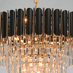 Люстра из черного металла с многоярусными подвесками из прозрачного хрусталя на золотой цепи Empire Black Chandelier Crystal варинант исполнения - 9 | Loft Concept в Рязани