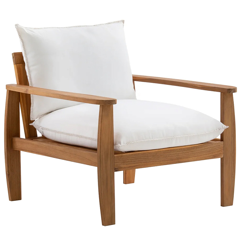 Кресло с каркасом из массива акации Melody Wooden Chair Коричневый Белый Кресло с каркасом из массива акации Melody Wooden Chair Коричневый Белый в Рязани | Loft Concept