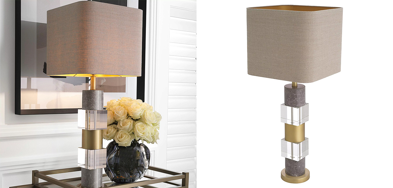 Настольная лампа Eichholtz Table Lamp Cullingham Grey Marble Настольная лампа Eichholtz Table Lamp Cullingham Grey Marble - Loft-Concept в Рязани