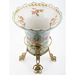 Ваза из голубого фарфора с рисунком птиц и цветов и декоративными элементами Blue Garden варинант исполнения - 3 | Loft Concept в Рязани