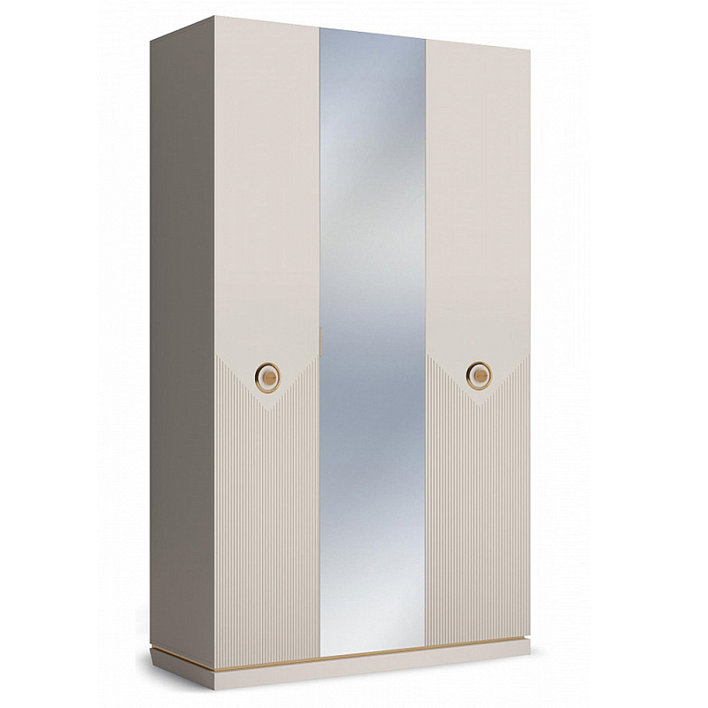 Шкаф трёхдверный с 1-ой зеркальной дверью Satin Furniture Бежево-серый Шкаф трёхдверный с 1-ой зеркальной дверью Satin Furniture Бежево-серый в Рязани | Loft Concept