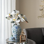 Ваза с крышкой и зелено-голубым рисунком на белом фоне 51 см Blue & White Ornament варинант исполнения - 5 | Loft Concept в Рязани