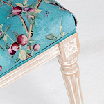 Банкетка из массива бука с цветочным принтом Turquoise Beige Chinoiserie Imperial  Garden Banquette варинант исполнения - 4 | Loft Concept в Рязани