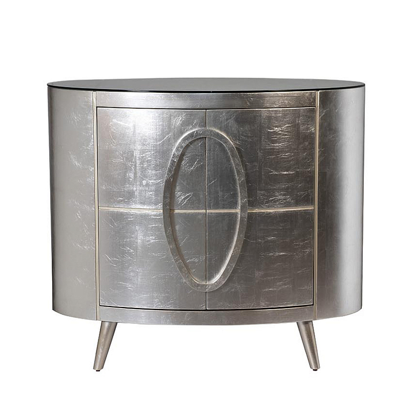Комод округлой формы Plane Round Pattern Commode Серебристый Серебряный Комод округлой формы Plane Round Pattern Commode Серебристый Серебряный в Рязани | Loft Concept