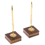 Настольный письменный набор с часами и визитницами из природного камня обсидиана Royal Present варинант исполнения - 4 | Loft Concept в Рязани