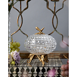 Конфетница прозрачная стеклянная на бронзовых ножках в виде морских коньков с крышкой в виде ракушки Eden Garden варинант исполнения - 3 | Loft Concept в Рязани