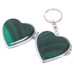 Зеркало брелок складное двухстороннее в форме сердца из натурального камня Малахит Stone Mirrors варинант исполнения - 2 | Loft Concept в Рязани