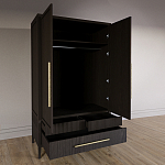 Шкаф платяной Primo с выдвижными ящиками шпон Темный орех варинант исполнения - 4 | Loft Concept в Рязани