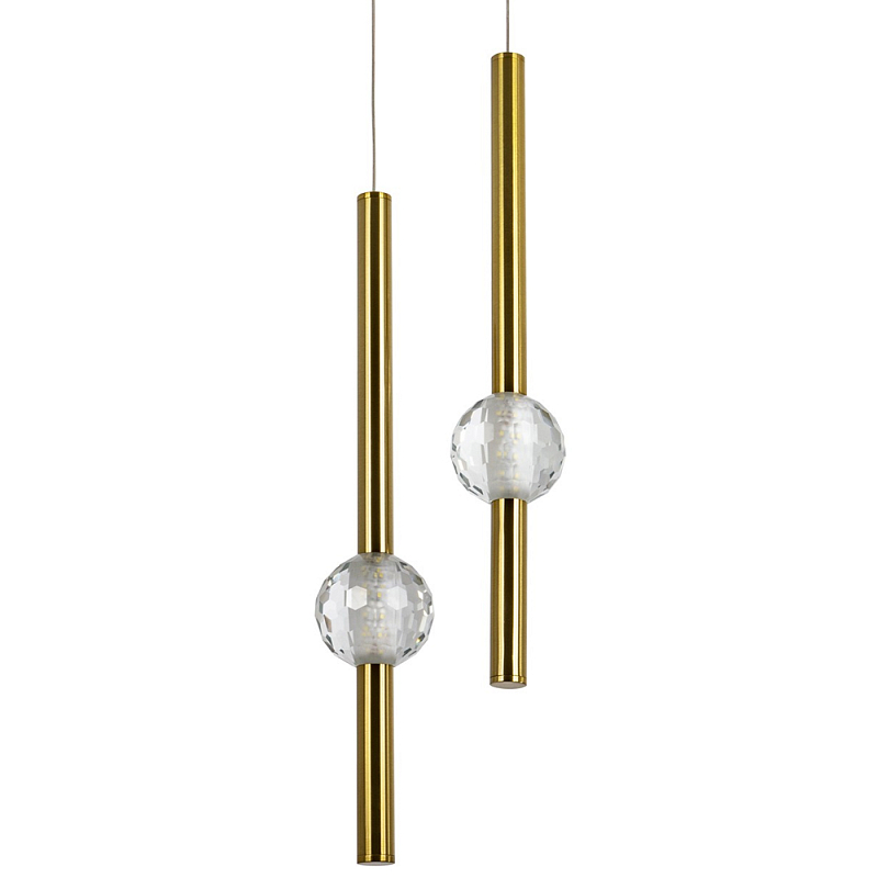 Подвесной светильник с 2-мя плафонами Celestin Spheres Brass Hanging Lamp Прозрачный Латунь Подвесной светильник с 2-мя плафонами Celestin Spheres Brass Hanging Lamp Прозрачный Латунь в Рязани | Loft Concept