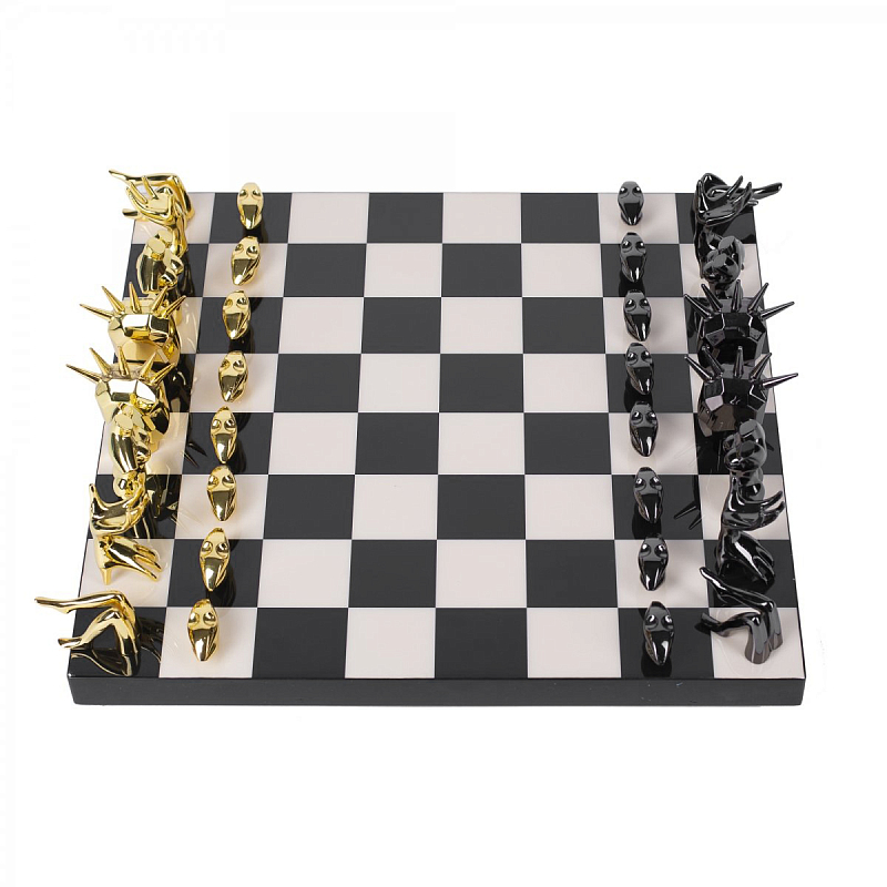Шахматы Kelly Wearstler Dichotomy Chess Set Черный Белый Глянцевое золото Шахматы Kelly Wearstler Dichotomy Chess Set Черный Белый Глянцевое золото в Рязани | Loft Concept