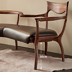 Кушетка с деревянным каркасом и сиденьем из коричневой натуральной кожи Moon Walnut Furniture варинант исполнения - 4 | Loft Concept в Рязани