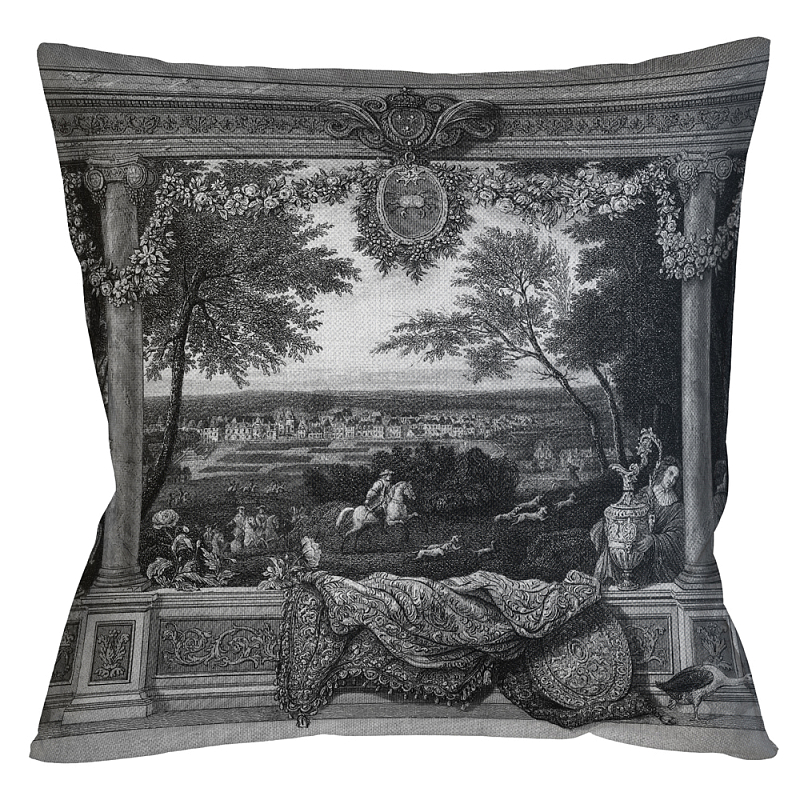 Декоративная подушка Fontainebleau Pillow Черно-белый Бежевый Декоративная подушка Fontainebleau Pillow Черно-белый Бежевый в Рязани | Loft Concept
