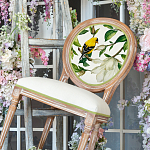 Стул бежевый из натурального бука с изображением птиц и цветов Blooming Birds варинант исполнения - 3 | Loft Concept в Рязани