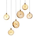 Подвесной светильник с плафонами из рельефного стекла Peony Glass Bronze Six варинант исполнения - 1 | Loft Concept в Рязани