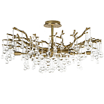 Потолочная люстра в виде ветвей деревьев золотого цвета с прозрачными подвесками-каплями Droplet Chandelier варинант исполнения - 1 | Loft Concept в Рязани