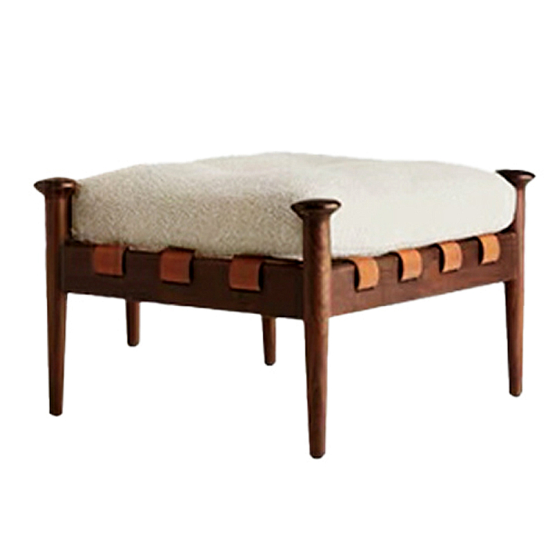 Пуф с каркасом из дерева и обивкой из ткани букле Furniture Medieval Молочный Пуф с каркасом из дерева и обивкой из ткани букле Furniture Medieval Молочный в Рязани | Loft Concept