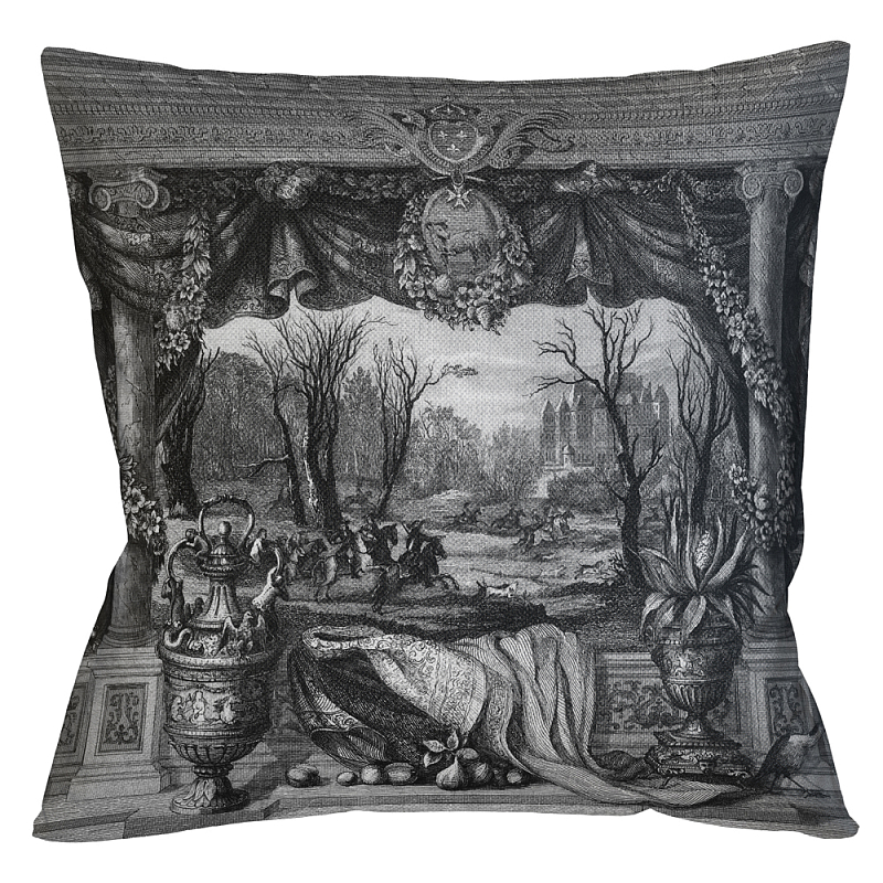 Декоративная подушка Madrid Castle Pillow Черно-белый Бежевый Декоративная подушка Madrid Castle Pillow Черно-белый Бежевый в Рязани | Loft Concept