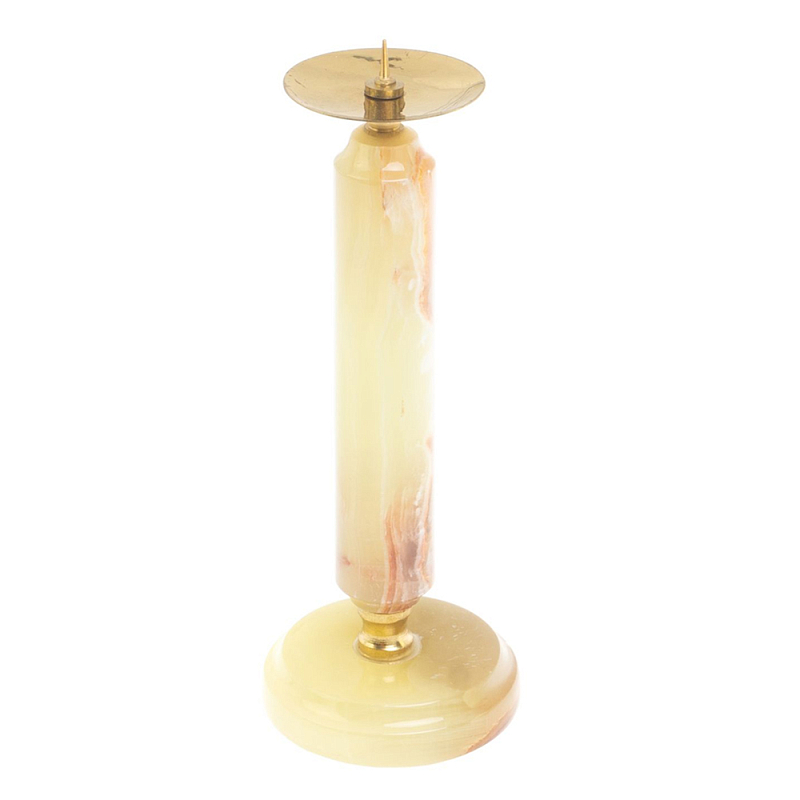 Подсвечник из натурального камня оникс Stone Candlestick Бежевый Золотой Подсвечник из натурального камня оникс Stone Candlestick Бежевый Золотой в Рязани | Loft Concept