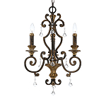 Люстра с подвесками из прозрачного стекла на кованом каркасе бронзового цвета в классическом стиле Quoizel варинант исполнения - 11 | Loft Concept в Рязани
