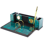 Настольный письменный набор из змеевика с часами и календарницей Successful Leader варинант исполнения - 2 | Loft Concept в Рязани