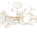 Люстра круглая с белыми лепестками из керамики и прозрачными хрустальными цветками Диаметр 82 см Wintery flovers варинант исполнения - 4 | Loft Concept в Рязани