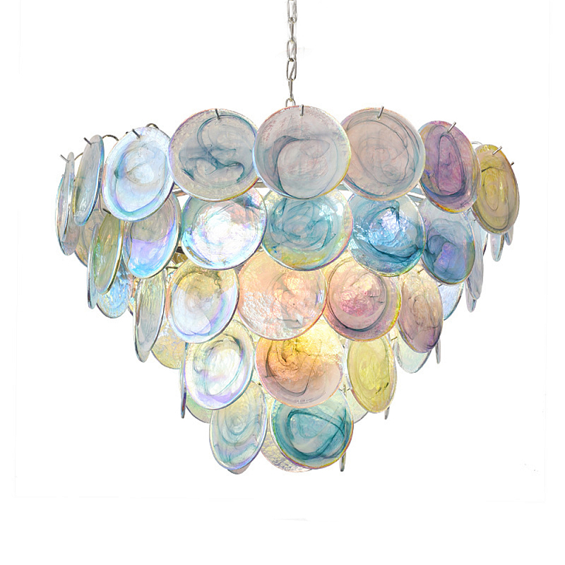 Люстра с каскадом из круглых разноцветных стеклянных дисков Mother of Pearl Iridescence Мульти Хром Люстра с каскадом из круглых разноцветных стеклянных дисков Mother of Pearl Iridescence Мульти Хром в Рязани | Loft Concept