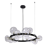 Люстра круглая подвесная с 15-ю прозрачными шарообразными плафонами из стекла Iona chandelier варинант исполнения - 6 | Loft Concept в Рязани
