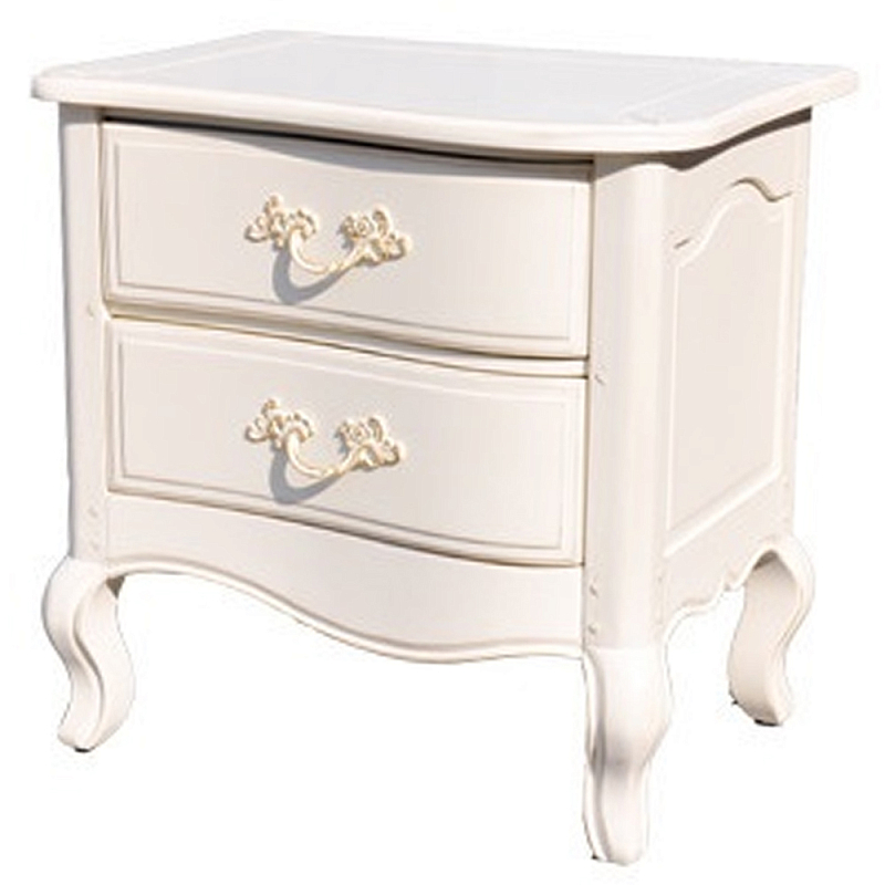 Прикроватная тумба в стиле прованс  с 2-мя ящиками Favre Montmartre Provence Bedside Table Белый в Рязани | Loft Concept 