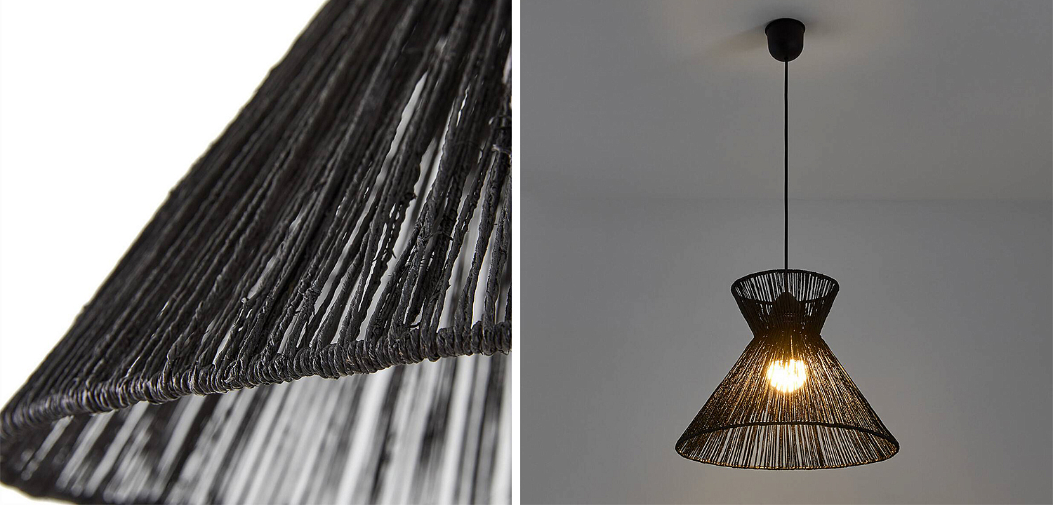 Подвесной светильник Signe Wicker Hemp Black Horn Подвесной светильник Signe Wicker Hemp Black Horn - Loft-Concept в Рязани